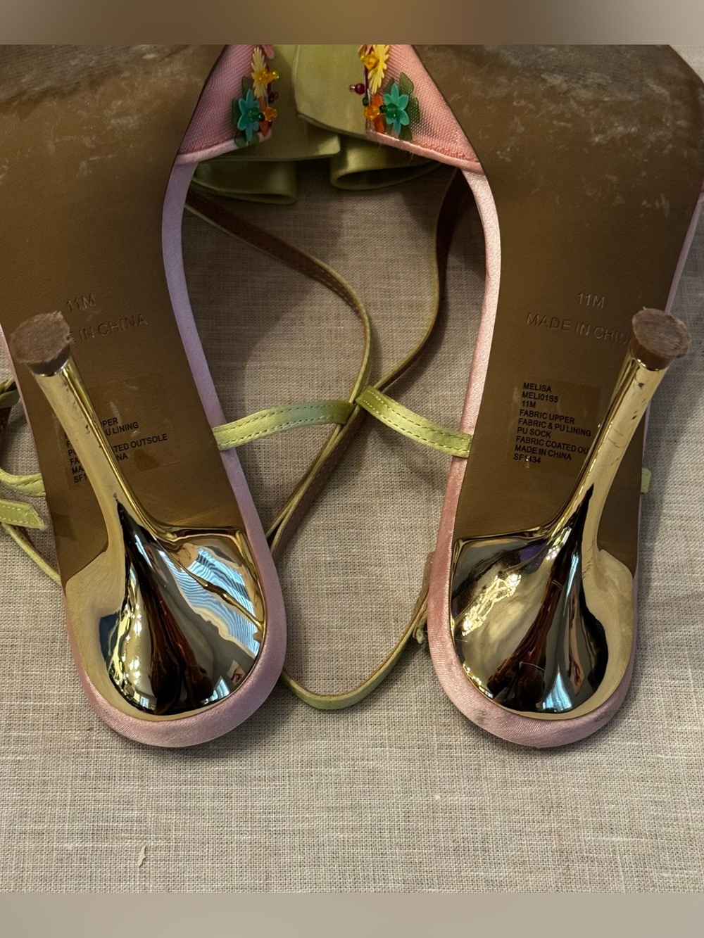 Betsey Johnson “Melisa Pink Multi” Floral Bow Heels - Size 11 - Picture 12 of 13